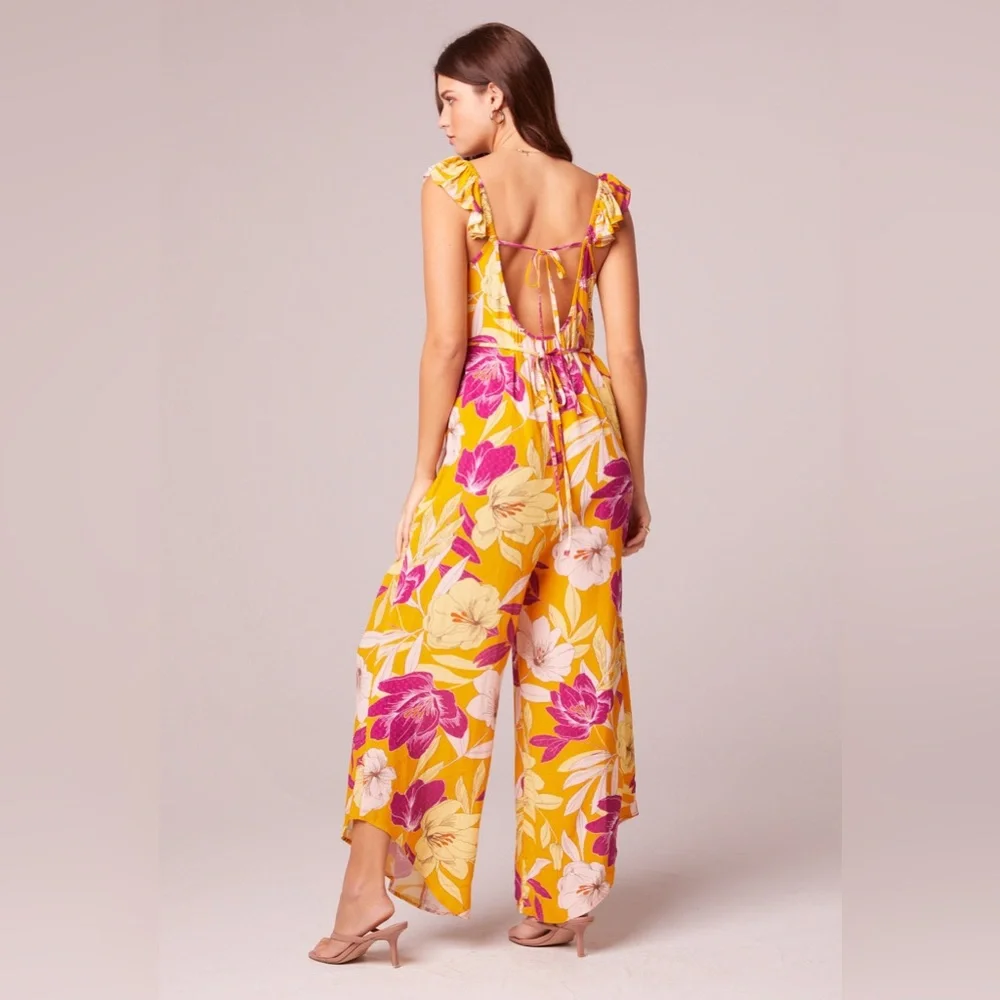 Band Of The Free EUPHORIA GOLD FLORAL WIDE LEG JUMPSUIT - Picture 2 of 5